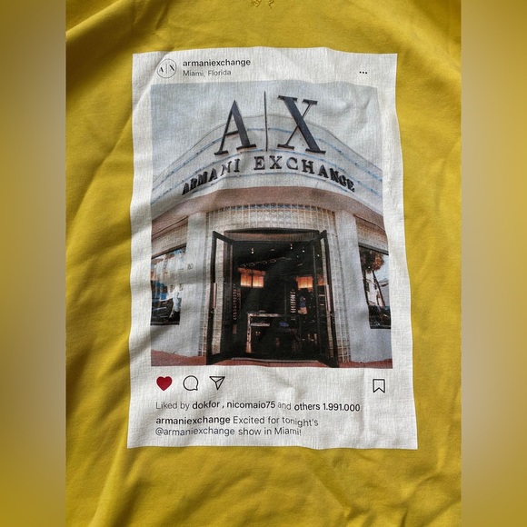 Armani Exchange Yellow Hooded Sweatshirt - Picture 9 of 9
